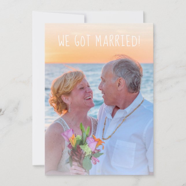 Modern We Got Married Photo Announcement Card (Front)