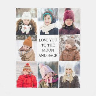 Modern We Love You 8 Photo Collage  Fleece Blanket