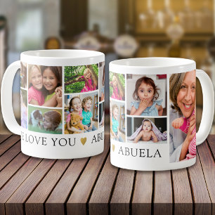 Modern We Love You Abuela 9 Photo Collage Coffee Mug