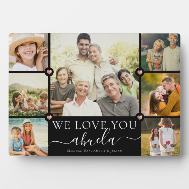 Modern We Love You Abuela Family Photo Collage Plaque (Front)