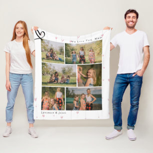 Modern We Love You Abuela Mum Family Photo Collage Fleece Blanket