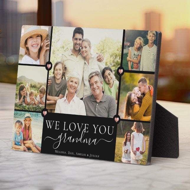 Modern We Love You Grandma Family Photo Collage Plaque (Creator Uploaded)