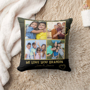 Modern We Love you Grandpa Photo Collage  Cushion