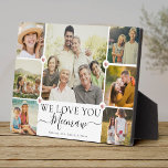 Modern We Love You Meemaw Family Photo Collage Plaque<br><div class="desc">An elegant,  modern Mother's Day gift: A trendy Instagram family photo collage fleece blanket reading WE LOVE YOU MEEMAW in pretty hand lettered script alongside your names and 7 of your favourite pictures accented by sweet printed rose gold hearts for the best grandma ever.</div>