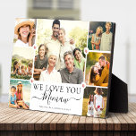 Modern We Love You Memaw Family Photo Collage Plaque<br><div class="desc">An elegant,  modern Mother's Day gift: A trendy Instagram family photo collage plaque reading WE LOVE YOU MEMAW in pretty hand lettered script alongside your names and 7 of your favourite pictures accented by sweet printed rose gold hearts for the best grandma ever.</div>