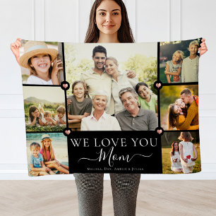 Modern We Love You Mum Family Photo Collage Fleece