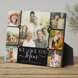 Modern We Love You Mum Family Photo Collage Plaque<br><div class="desc">An elegant,  modern Mother's Day gift: A trendy Instagram family photo collage plaque reading WE LOVE YOU MOM in pretty hand lettered script alongside your names and 7 of your favourite pictures accented by sweet printed rose gold hearts for the best mother ever.</div>