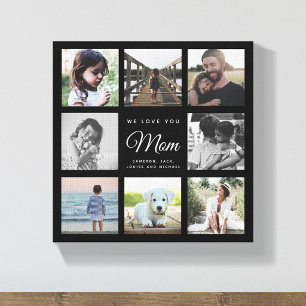 Modern WE LOVE YOU Mum Mother's Day Photo Collage Canvas Print