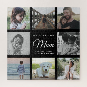Modern WE LOVE YOU Mum Mother's Day Photo Collage  Jigsaw Puzzle