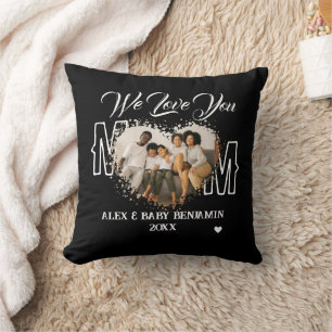 Modern We Love You Mum Photo collage Cushion