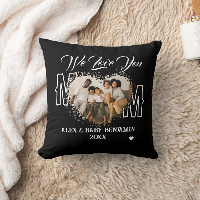 Modern We Love You Mum Photo collage Cushion (Blanket)