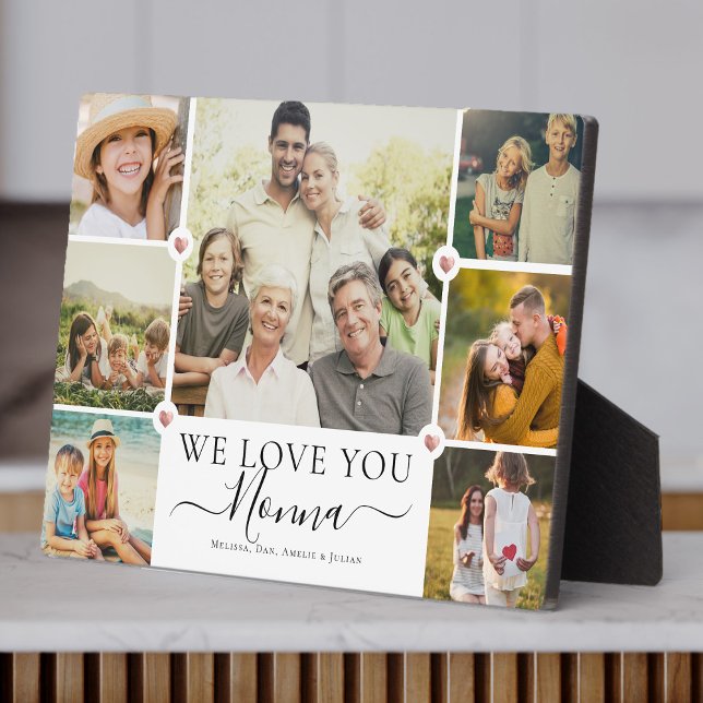 Modern We Love You Nonna Family Photo Collage  Plaque (Creator Uploaded)