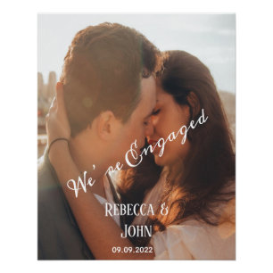 Modern We’re Engaged Overlap Photo Script Welcome  Poster