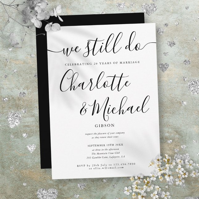 Modern We Still Do Script Vow Renewal Anniversary Invitation (Modern We Still Do Script Vow Renewal Anniversary Invitation)