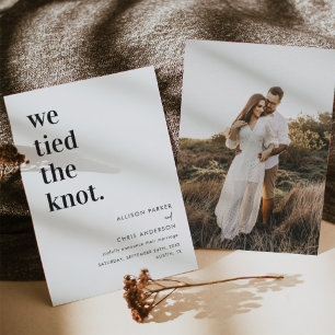 Modern We Tied The Knot Elopement Wedding Invitation