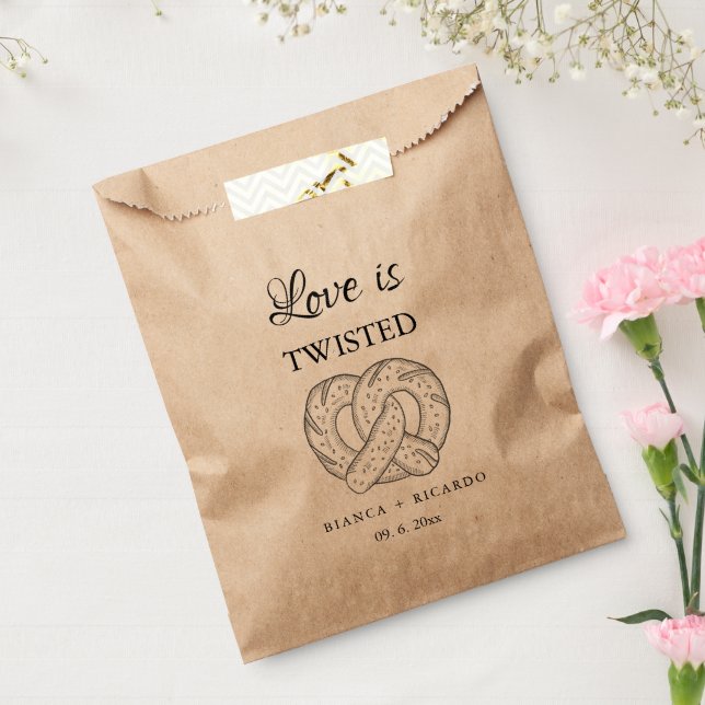 Modern We tied the knot pretzel favour bag wedding (Sealed)