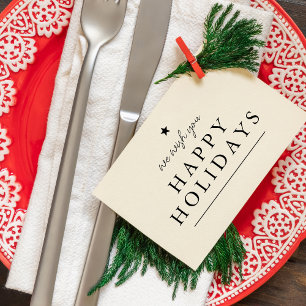 Modern We Wish You Happy Holidays Rubber Stamp