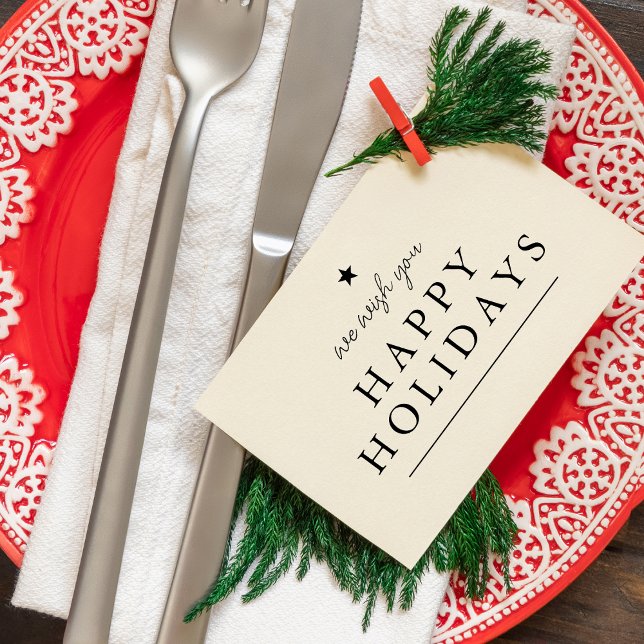 Modern We Wish You Happy Holidays Rubber Stamp (Modern We Wish You Happy Holidays Rubber Stamp)