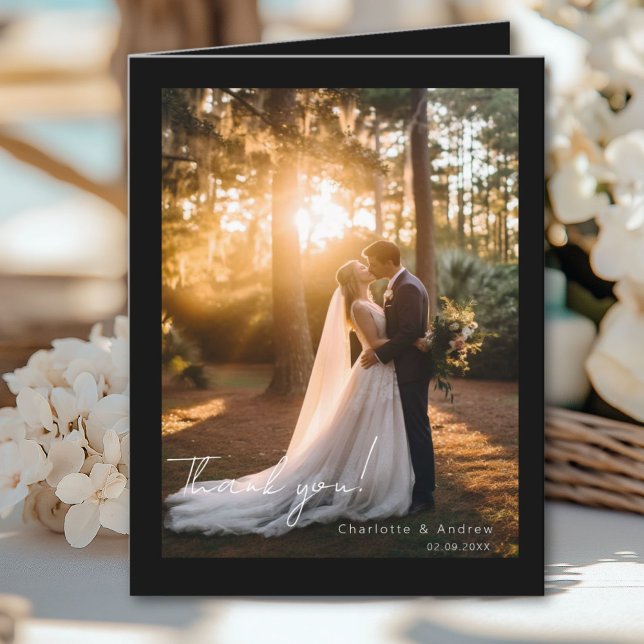 Modern wedding 2 Photo Thank you Card (Modern wedding 2 Photo Thank you Card)