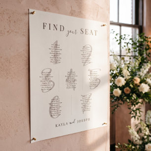 Modern Wedding 7 Table Seating Chart Sign
