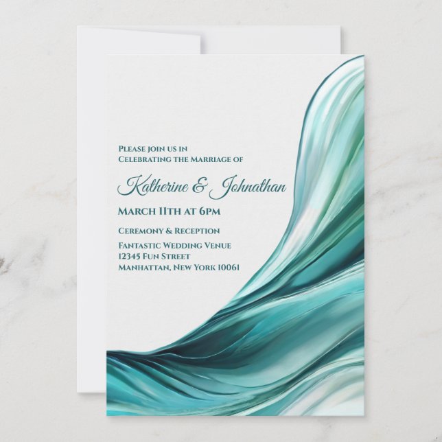 Modern Wedding- Abstract-Emerald Green-Invitation Invitation (Front)