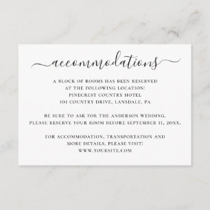 Modern Wedding Accommodation   Hotel Information Enclosure Card