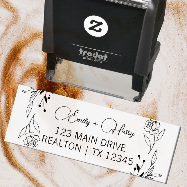 Modern Wedding Address | Couple Name Script Self-inking Stamp (Creator Uploaded)