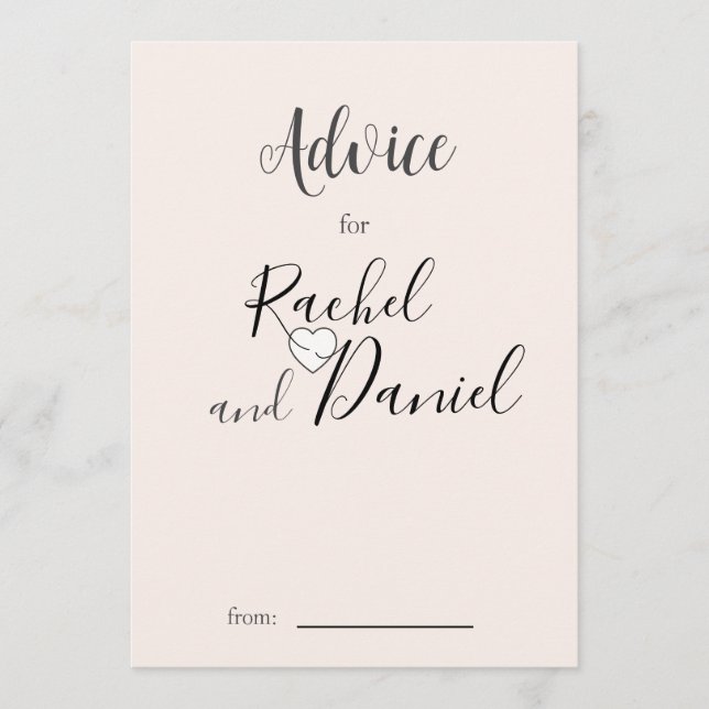 Modern Wedding  Advice Card (Front)