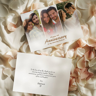 Modern Wedding Anniversary Photo   Collage Card