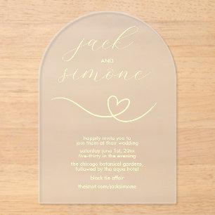 Modern Wedding Arch Invites Butter Yellow Acrylic Invitations