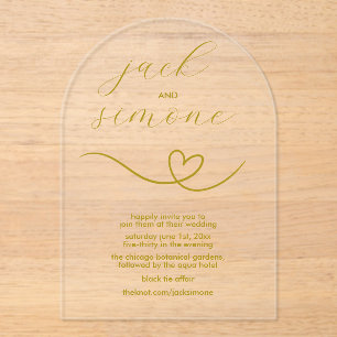 Modern Wedding   Arch Invites   Dark Yellow Acrylic Invitations