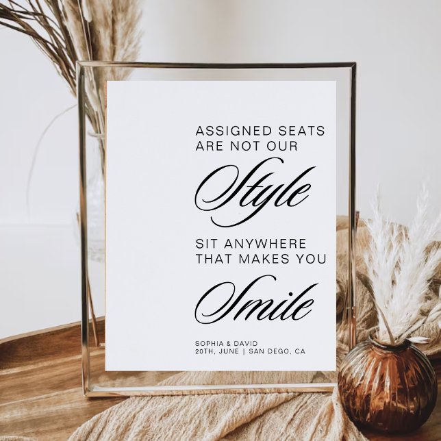 Modern Wedding Assigned Seats Are Not Our Style Pedestal Sign (Creator Uploaded)
