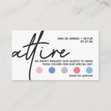 Modern Wedding Attire Dress Code Cards