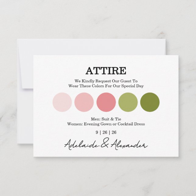 Modern Wedding Attire Dress Code Enclosure Card (Front)
