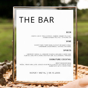 Modern Wedding Bar Menu Minimalist Wedding Drink Poster