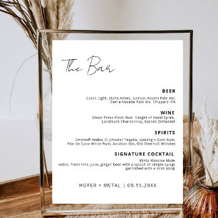 Modern Wedding Bar Menu Signature Drink Cocktail Poster