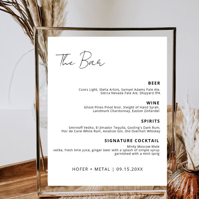 Modern Wedding Bar Menu Signature Drink Cocktail Poster (Creator Uploaded)