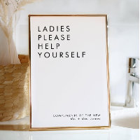 Modern Wedding Bathroom Basket Sign