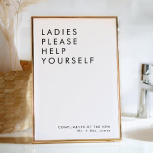 Modern Wedding Bathroom Basket Sign Invitation