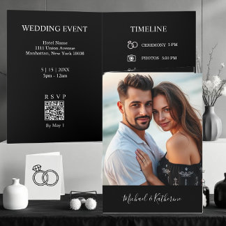 Modern Wedding Black & White All in One Invitation