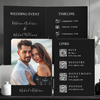 Modern Wedding Black & White All in One Invitation