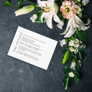 Modern Wedding Black White Details Enclosure Card
