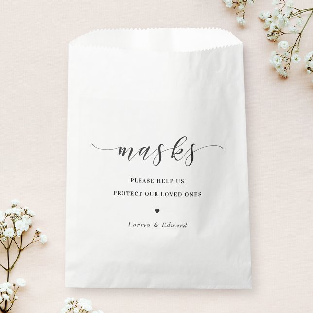 Modern Wedding Bridal Shower Face Mask Favour Bag (Creator Uploaded)