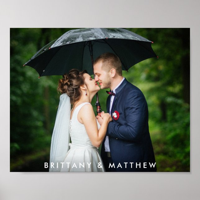 Modern Wedding Bride and Groom Photo Names Poster (Front)