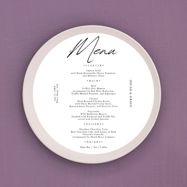 Modern Wedding | Calligraphy Minimalist Plate   Menu (Creator Uploaded)