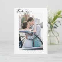 Modern Wedding Calligraphy Photo Thank You Card