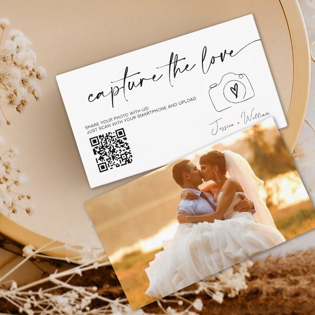 Modern Wedding Capture the love Qr Code Enclosure Card (Creator Uploaded)
