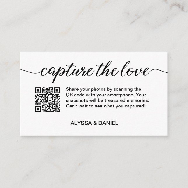 Modern Wedding Capture the Love QR code Enclosure Card (Front)