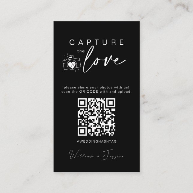 Modern Wedding Capture the love Qr Code Enclosure Card (Front)