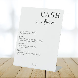 Modern Wedding Cash Bar Bar Drink Menu Sign